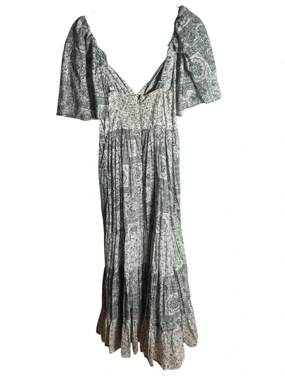 Abercrombie & Fitch twist-front tiered maxi dress green and white floral S